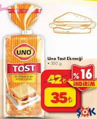 UNO TOST EKMEĞİ 350 G indirimli fiyat UNO TOST EKMEĞİ 350 G fiyat ve kampanya bilgisi